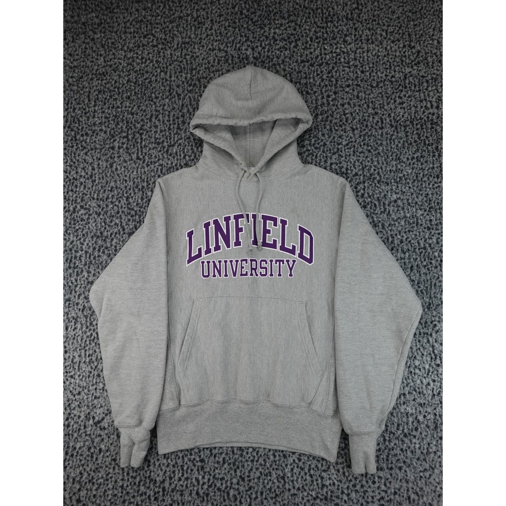 Champion Hoodie Mens‎ Small Gray Linfield University Reverse Weave Sweatshirt
